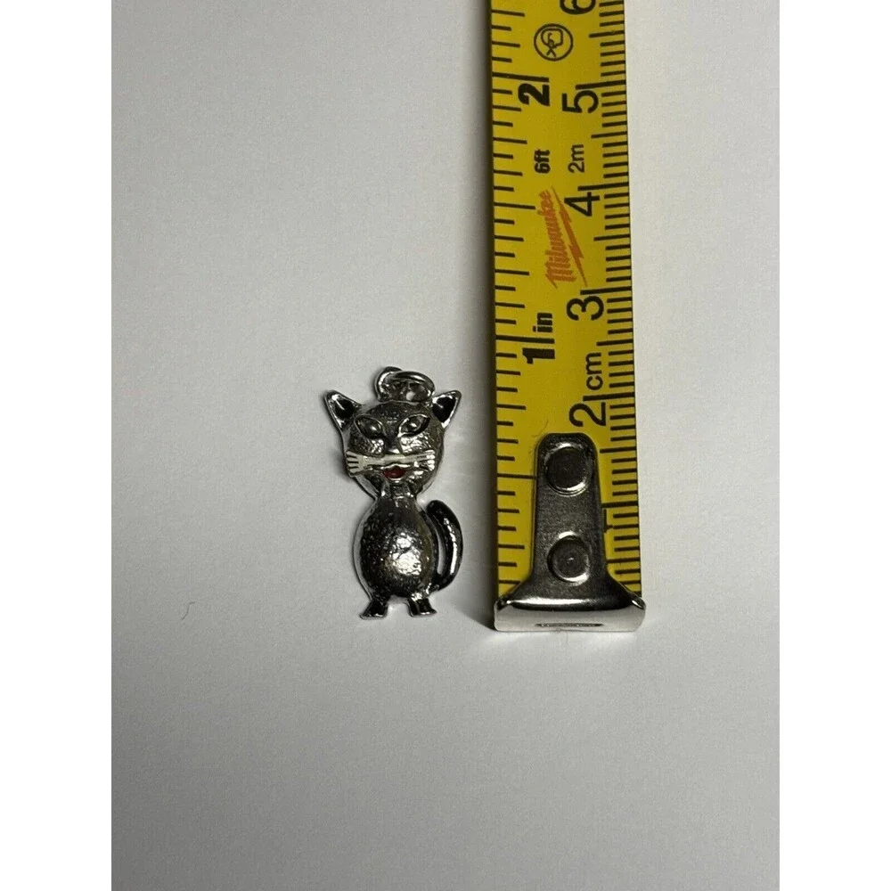 Vintage Wells Sterling Silver 925 Cat Charm Bracelet Trinket Unique